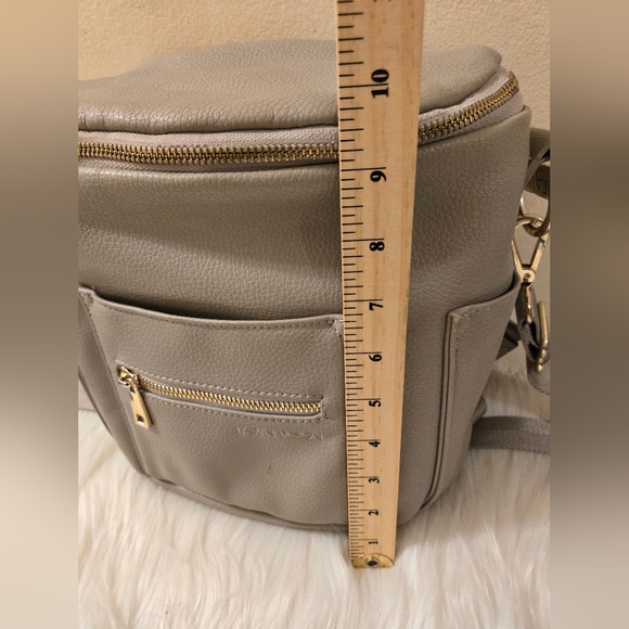 Fawn Design Vegan Leather The Mini Small Diaper Bag Backpack Gray - Picture 11 of 16